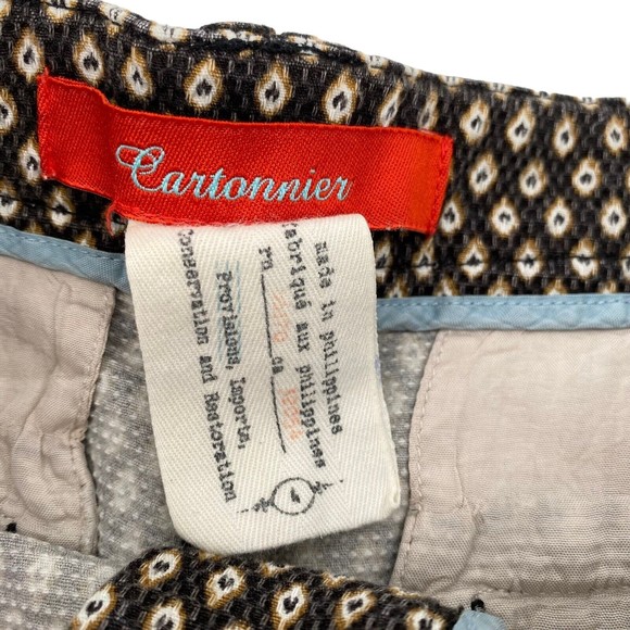 Anthropologie Women's Shorts Cartonnier Brown Print Button Side 4" Casual 4 S - Picture 5 of 6